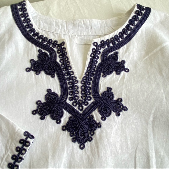 ❤️HP❤️ Simply NYC Linen Embroidered Soutache BoHo Tunic Top - Picture 7 of 15